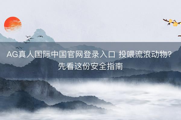 AG真人国际中国官网登录入口 投喂流浪动物? 先看这份安全指南