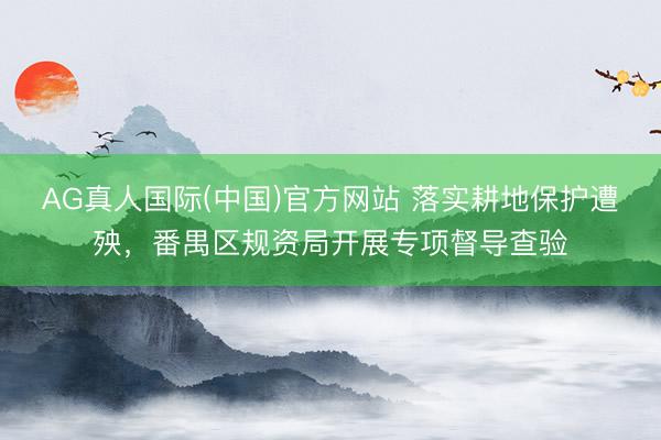AG真人国际(中国)官方网站 落实耕地保护遭殃，番禺区规资局开展专项督导查验